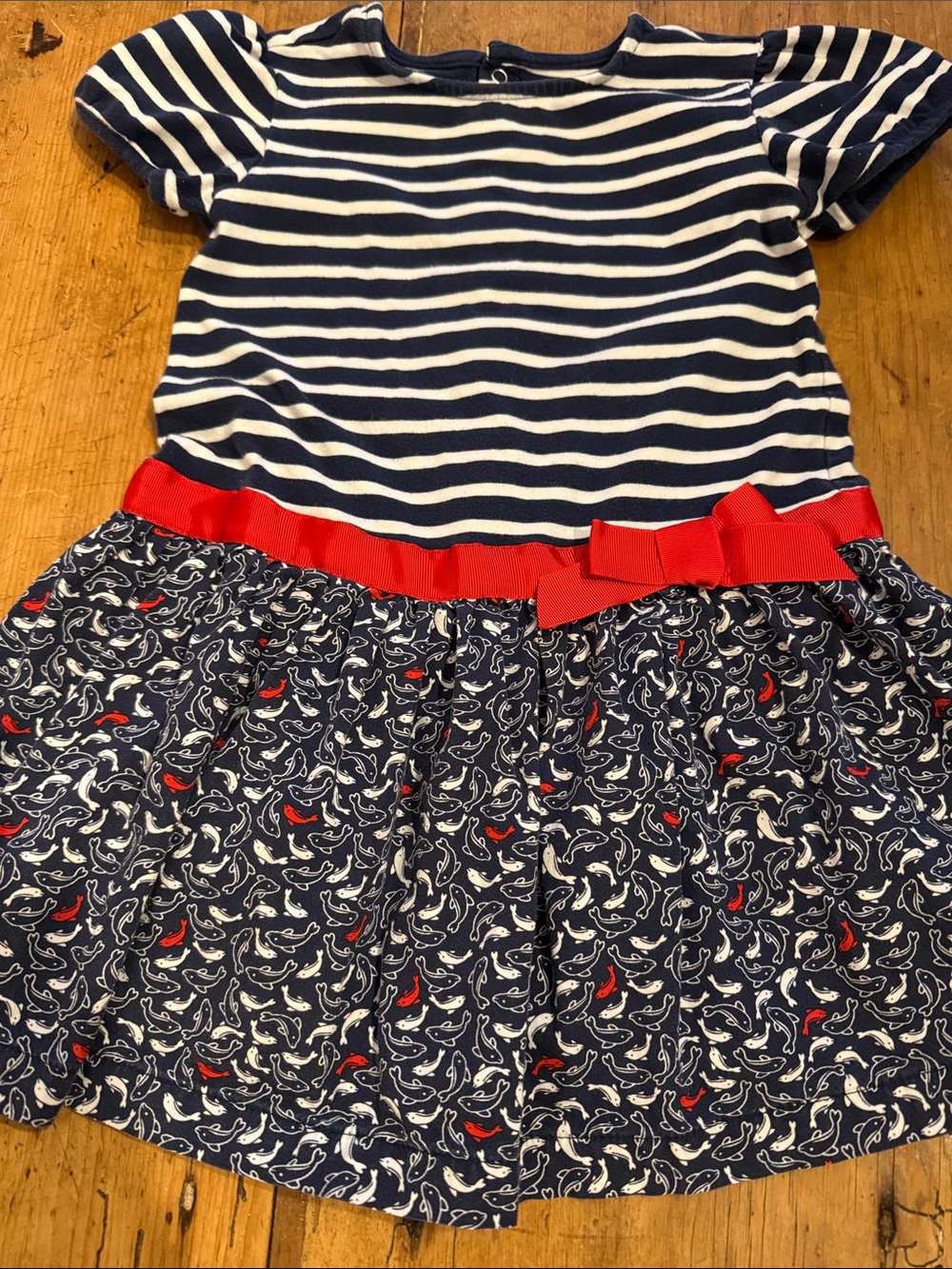 Navy blue  red & white striped EPK dress designed in France